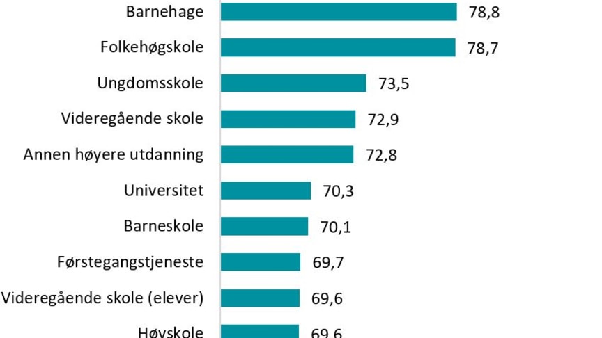 Barnehager og folkehøgskoler er best, barneskolen faller tilbake